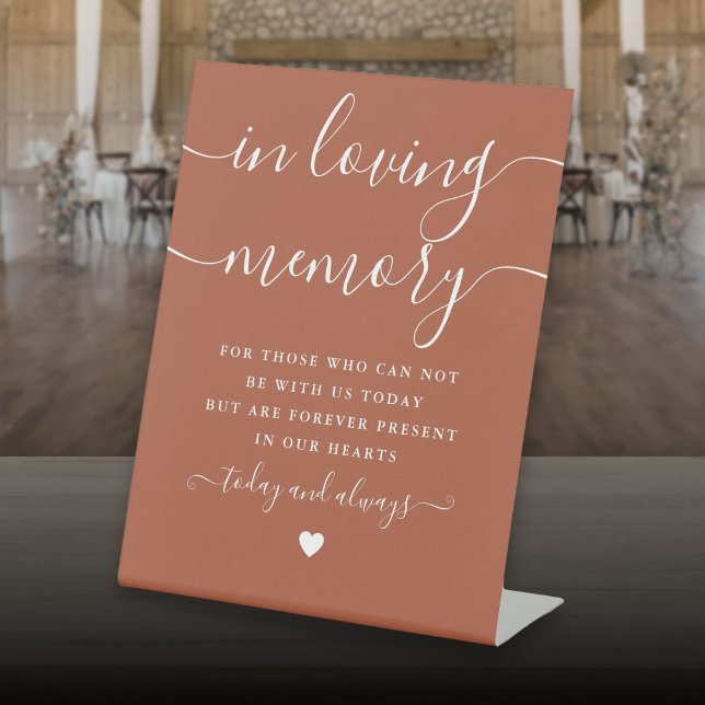 Panneau de souvenir en terre cuite de mariage "En  (In Loving Memory Memorial Sign Terracotta Wedding)