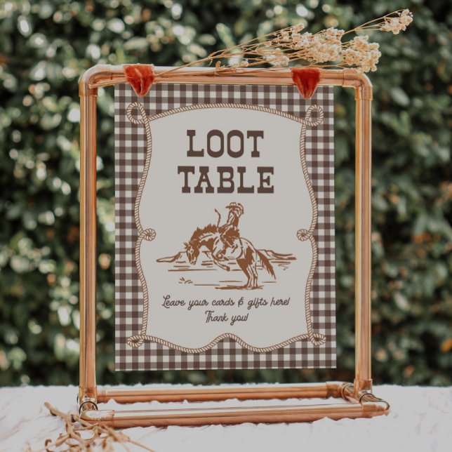 Panneau de table Butin Cowboy Gingham Brun 8x10 (Créateur téléchargé)