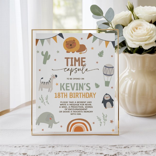 Panneau de table capsule temporelle d'anniversaire (Créateur téléchargé)