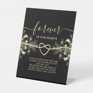 Panneau de table commémoratif de mariage en or noi