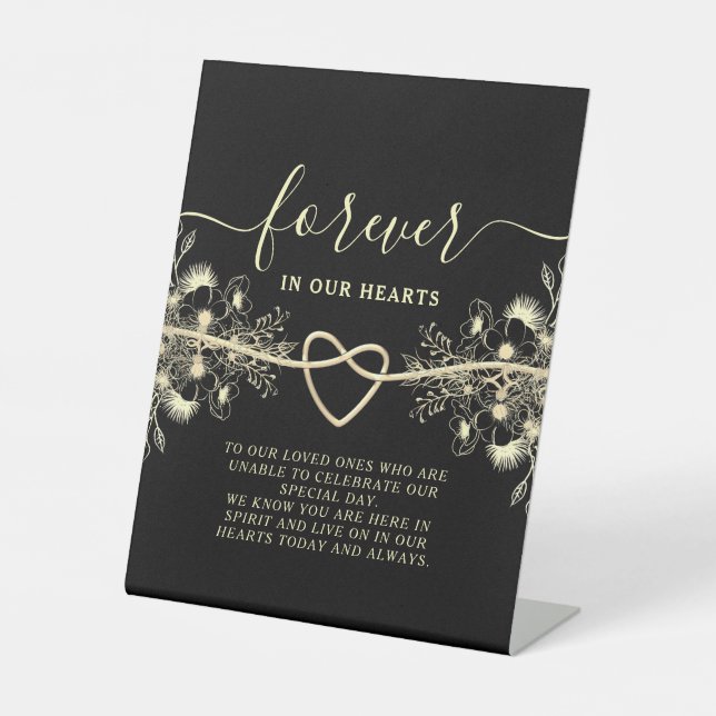 Panneau de table commémoratif de mariage en or noi (Recto)