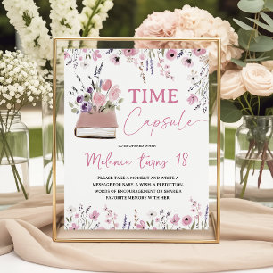 Panneau de table de capsule temporelle de fleur sa