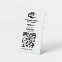 Panneau de table de code QR WiFi personnalisé