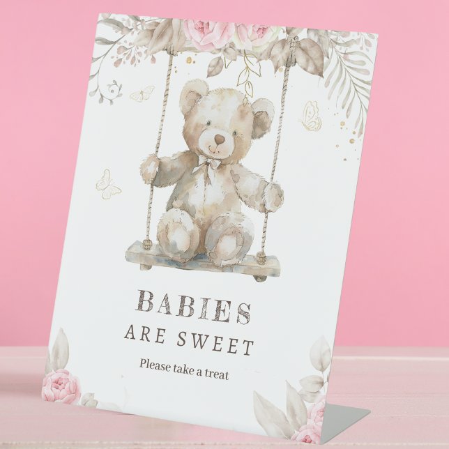 Panneau de table de dessert floral rose pour Baby  (Créateur téléchargé)