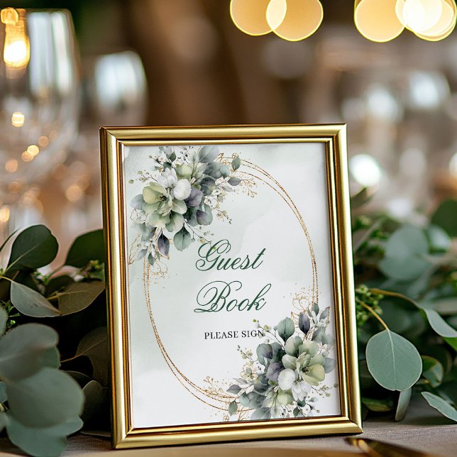 Panneau de table de livre d'or bohème de rêve (Dreamy Bohemian Guest Book Tabletop Sign)