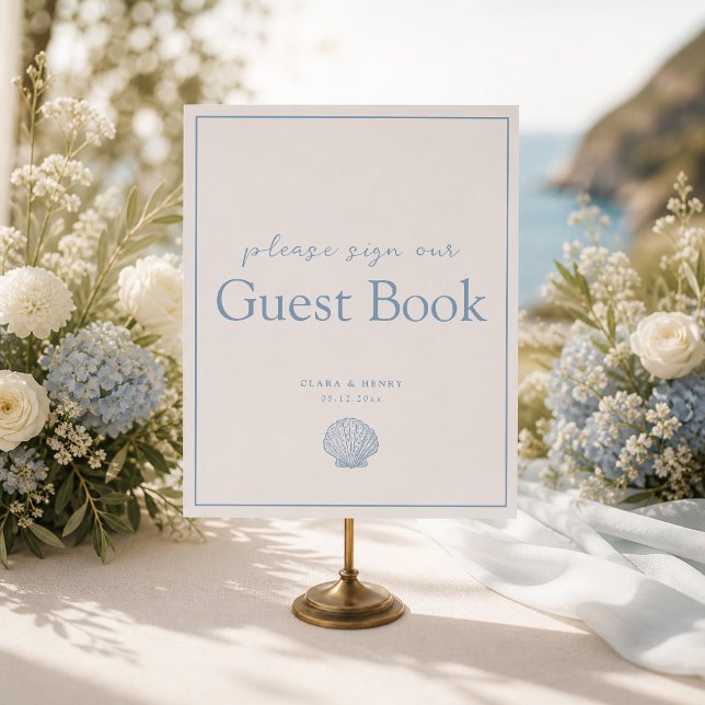 Panneau de table de livre d'or de mariage côtier b (Créateur téléchargé)