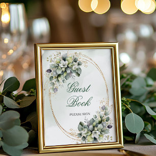 Panneau de table de livre d'or Vert Sauge Aquarell