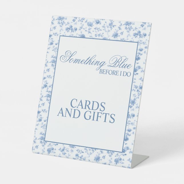 Panneau de table de mariage floral bleu Something  (Recto)