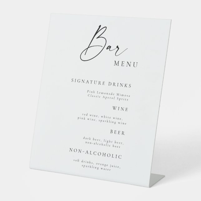 Panneau de table de menu de bar de mariage rustiqu (Recto)