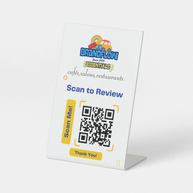 Panneau de table de révision QR personnalisé avec  (Recto)