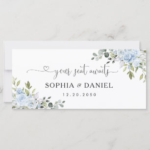 Panneau de table de tête de mariage botanique bleu