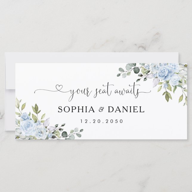 Panneau de table de tête de mariage botanique bleu (Devant)