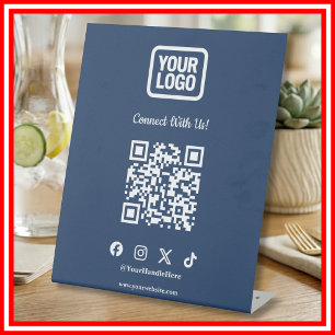 Panneau de table des médias sociaux QR Navy Inst