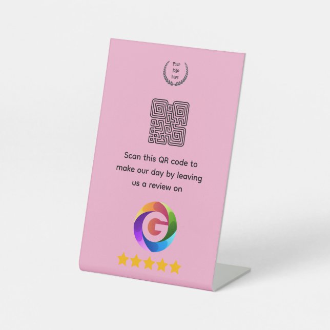 Panneau de table Google Avis | Présentoir Code QR (Recto)