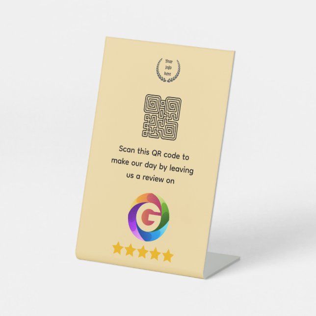 Panneau de table Google Avis | Présentoir Code QR (Recto)