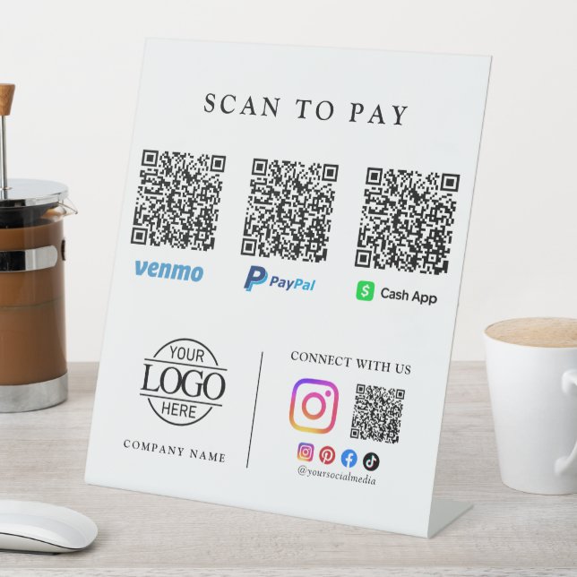 Panneau de table Logo Code Qr Scan pour Paiement (In SItu)