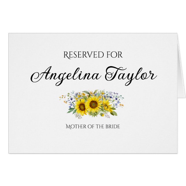 Panneau de table mariage aquarelle tournesol (Devant Horizontal)