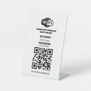 Panneau de table personnalisé avec code QR WiFi