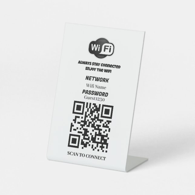 Panneau de table personnalisé avec code QR WiFi (Recto)