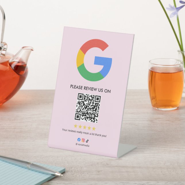 Panneau de table pour avis Google sur l'entreprise (In SItu)