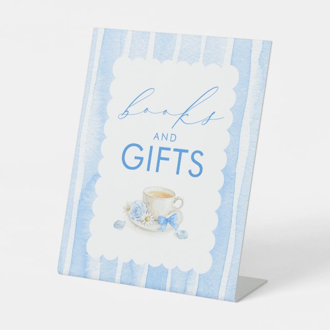 Panneau de table pour Baby Shower Garçon "Livres e (Recto)
