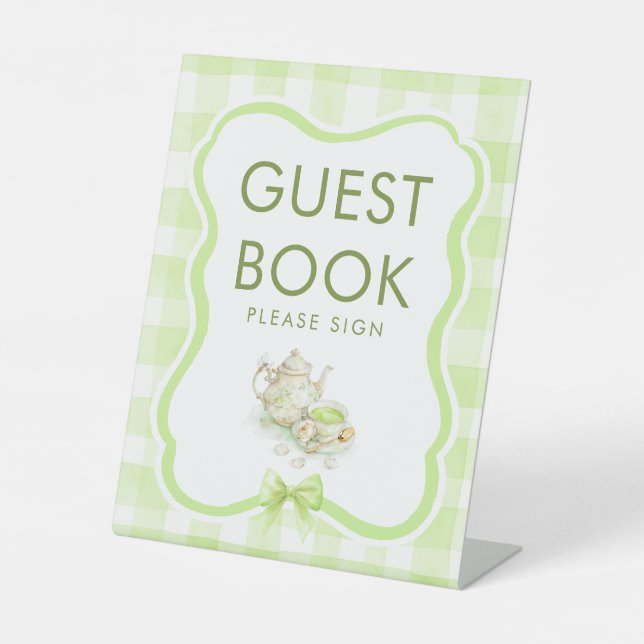 Panneau de table pour Baby Shower Green Tea Party  (Recto)