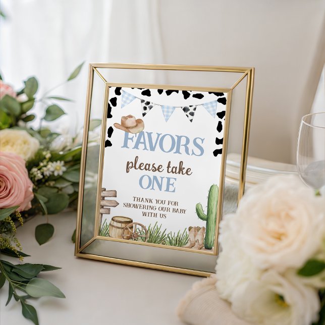 Panneau de table pour cadeaux de baby shower Cowbo (Créateur téléchargé)