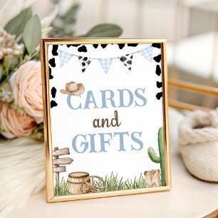 Panneau de table pour cadeaux de baby shower Cowbo