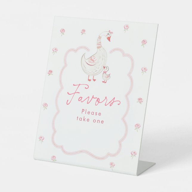 Panneau de table pour cadeaux de baby shower Rose  (Recto)