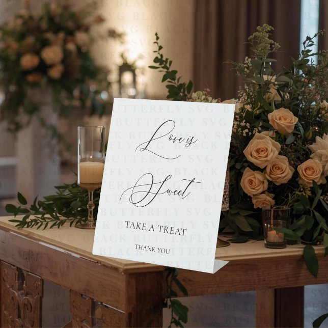 Panneau de table pour cadeaux de mariage (love is sweet wedding favor sign)
