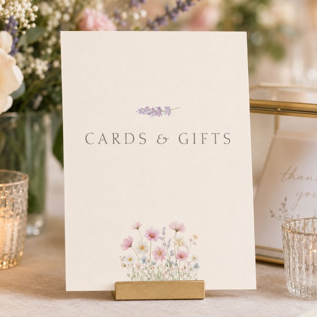 Panneau de table pour cartes de mariage et cadeaux (Wildflowers Wedding Cards & Gifts Table Sign)