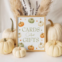 Panneau de table pour cartes et cadeaux Citrouille