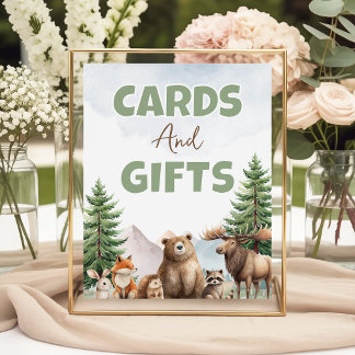 Panneau de table pour cartes et cadeaux de forêt d