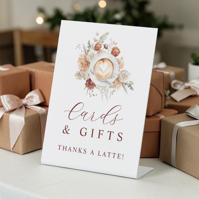 Panneau de table pour cartes et cadeaux thème café (Créateur téléchargé)
