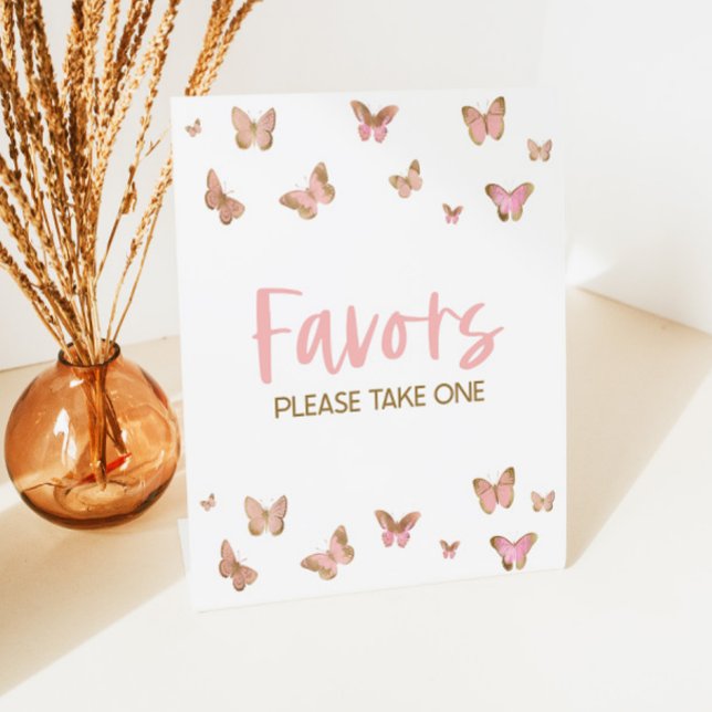 Panneau de table pour fêtes avec papillons roses (Créateur téléchargé)