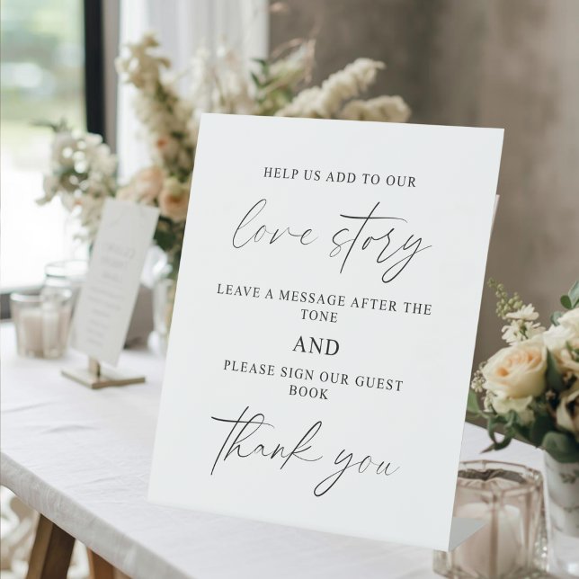 Panneau de table pour livre d'or audio de mariage  (Audio Guest Book Pedestal Sign)