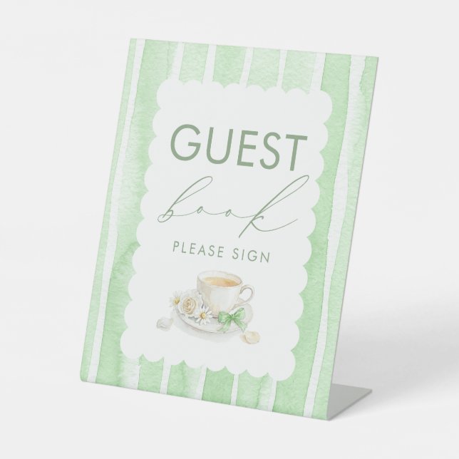 Panneau de table pour livre d'or Baby Shower vert (Recto)