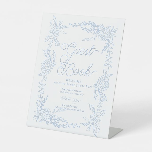 Panneau de table pour livre d'or Hydrangea bleu fr (Recto)