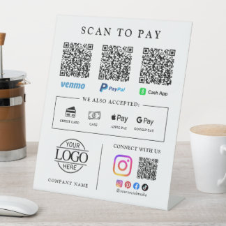Panneau de table pour paiement par scan du code QR