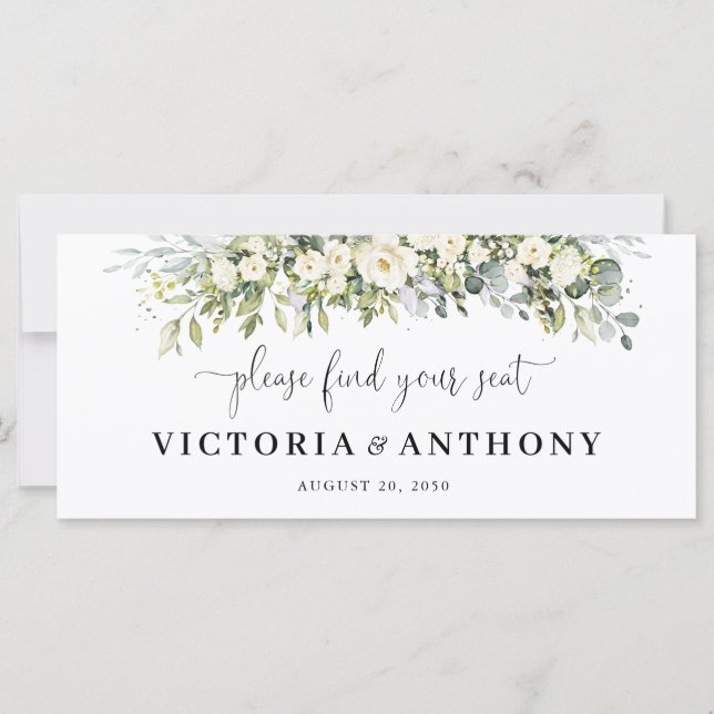 Panneau de table principal de mariage floral blanc (Devant)