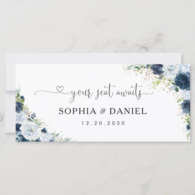 Panneau de table principal de mariage floral bleu  (Devant)