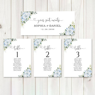 Panneau de table principal de mariage floral bleu 