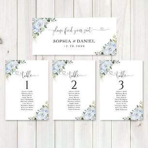 Panneau de table principal de mariage floral bleu 