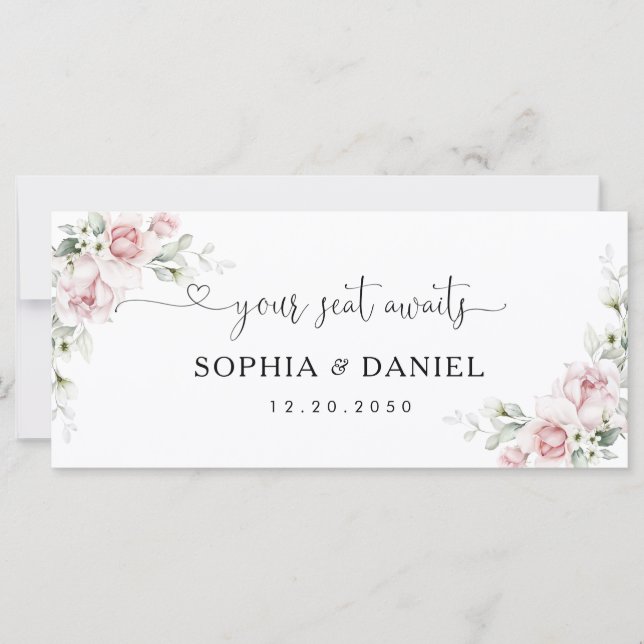 Panneau de table principal de mariage floral rose  (Devant)