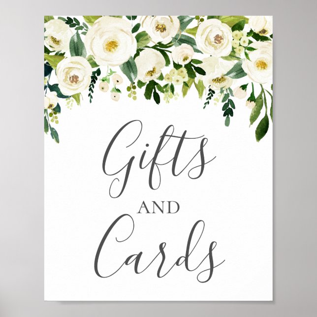 Panneau de tableau Cadeaux et cartes à fleurs blan (Devant)