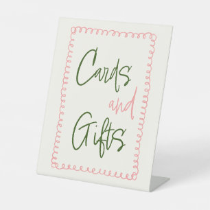 Panneau de tableau Cartes et cadeaux rose et vert
