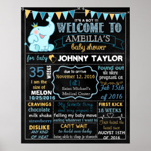 Panneau de tableau de bord Elephant Baby shower Pa
