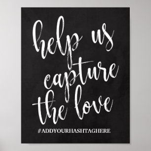 Panneau de tableau noir de hashtag de mariage 8x10