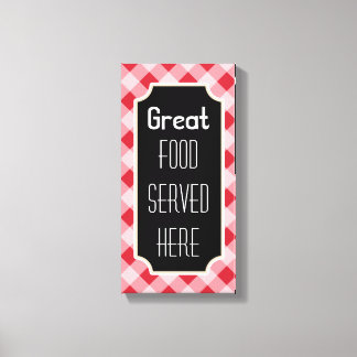 Panneau de toile en gingham rouge Great Food