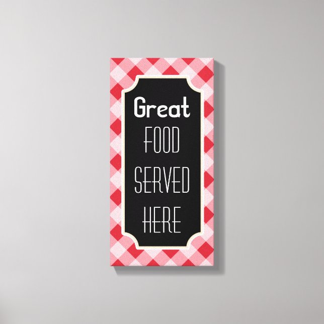 Panneau de toile en gingham rouge Great Food (Recto)